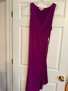 MICHAEL KORS PURPLE ASYMMETRICAL MIDI DRESS, M, NEW